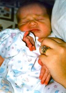 Birthday, Thanksgiving Day, Nov. 27, 1997, and baby Jordan is sleeping.